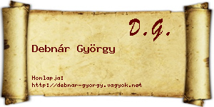 Debnár György névjegykártya